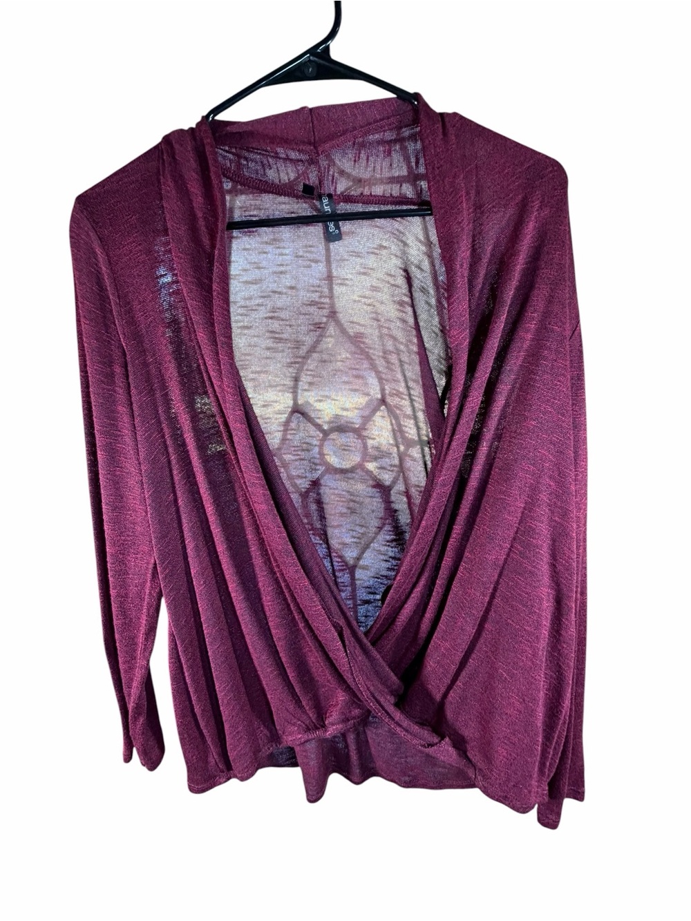 Maurices Wine Draped V-Neck Open Front Top